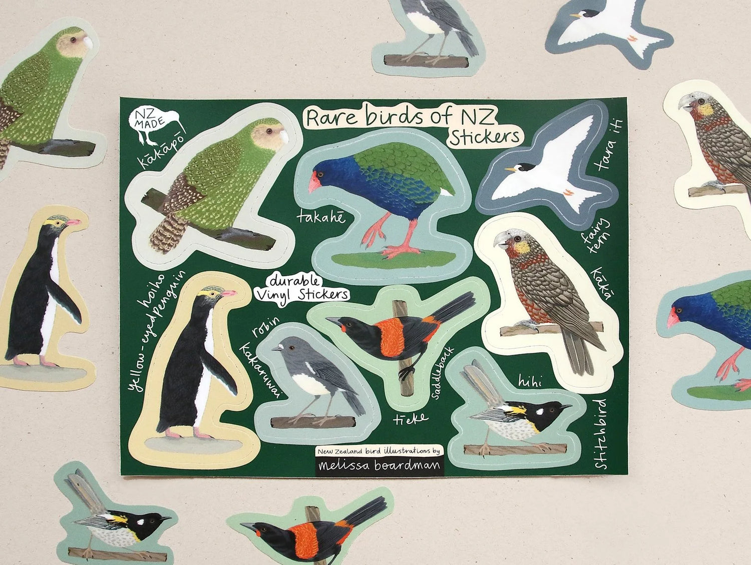 Rare Birds of NZ – Sticker Sheet by Melissa Boardman