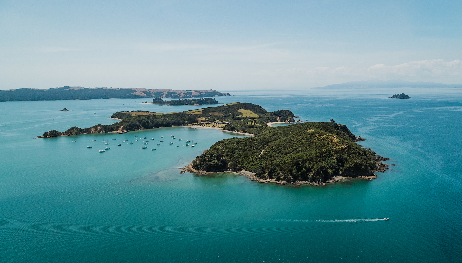 Aerial image of Rotoroa Island